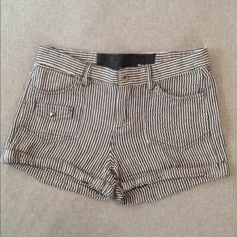 Joe's Jeans Striped Linen Shorts w/ Metal Studs